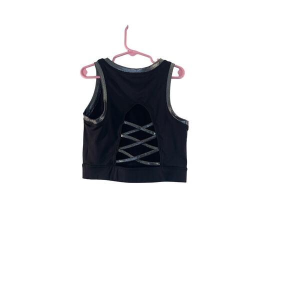 JUSTICE ACTIVE Girl’s Black/Silver STRONG Sports Bra / Size: Large 14 - Picture 2 of 8